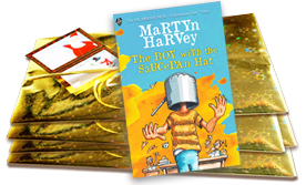 The Boy with the Saucepan Hat by Martyn Harvey pre-wrapped (Gold Foil & Bow)